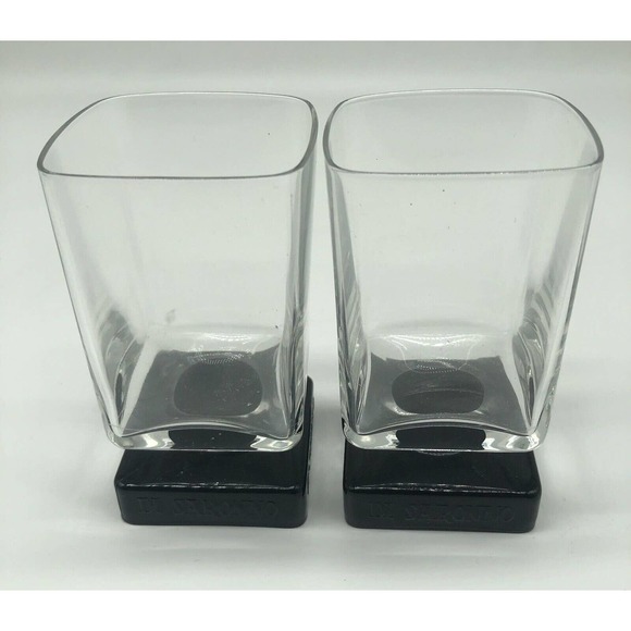 Di Saronno Black Bottom Drinking Glasses 4.25” Shots -Set Of 2- On The Rocks A1 - Picture 6 of 6